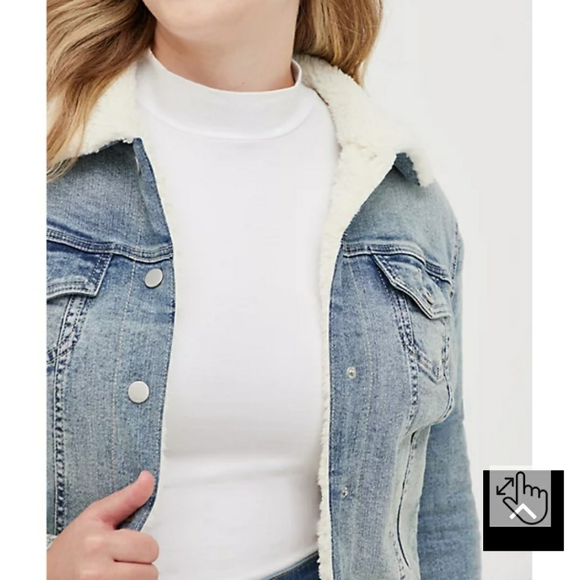 NWT Denim Jacket Sherpa Collar & Plaid Lined - Picture 5 of 16